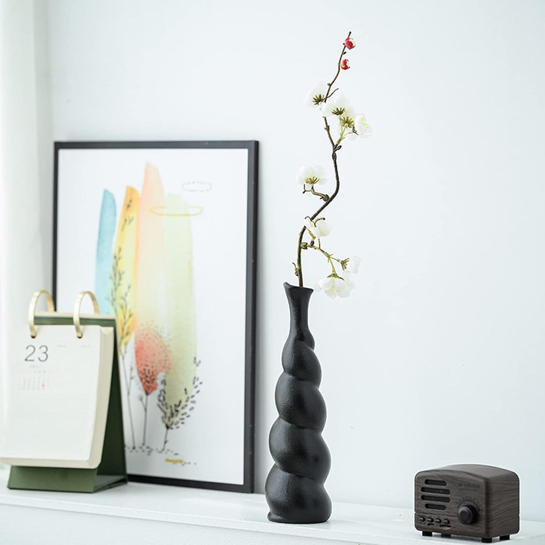 flowersartdesign Keramik Deko Vase Schwarz Matt-kleine vasen für tischdeko