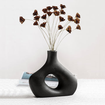 flowersartdesign Vase, Schwarz, matt, für Pampasgras, Moderne Vase aus Keramik
